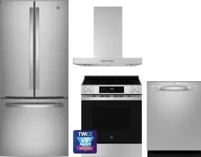 4 Piece Package Includes Refrigerator, Range, Hood And Dishwasher
