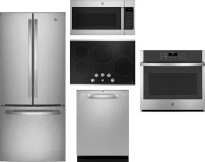 5 Piece Package Includes Refrigerator, Cooktop, Wall Oven, Microwave And Dishwasher
