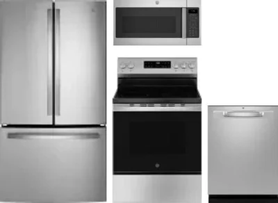 4 Piece Package Includes Refrigerator, Range, Microwave And Dishwasher