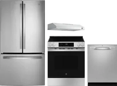 4 Piece Package Includes Refrigerator, Range, Hood And Dishwasher