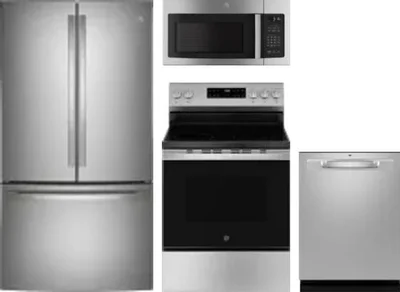 4 Piece Package Includes Refrigerator, Range, Microwave And Dishwasher