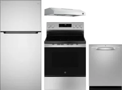 4 Piece Package Includes Refrigerator, Range, Hood And Dishwasher