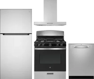 4 Piece Package Includes Refrigerator, Range, Hood And Dishwasher
