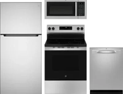 4 Piece Package Includes Refrigerator, Range, Microwave And Dishwasher