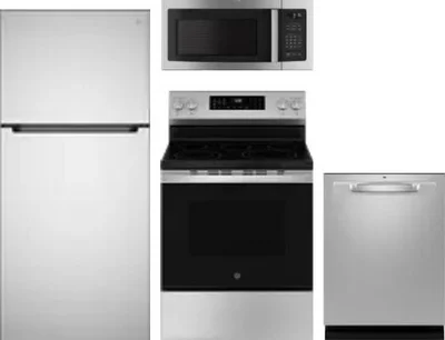 4 Piece Package Includes Refrigerator, Range, Microwave And Dishwasher