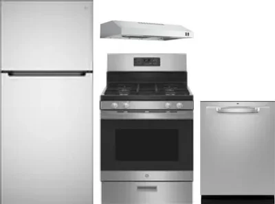 4 Piece Package Includes Refrigerator, Range, Hood And Dishwasher