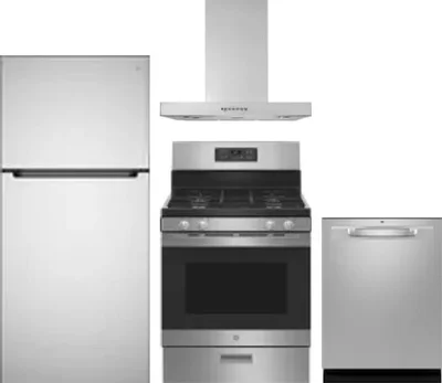 4 Piece Package Includes Refrigerator, Range, Hood And Dishwasher