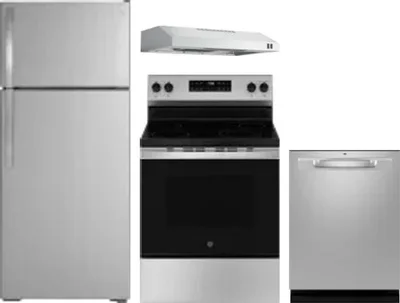 4 Piece Package Includes Refrigerator, Range, Hood And Dishwasher