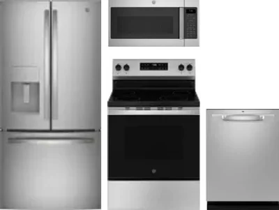 4 Piece Package Includes Refrigerator, Range, Microwave And Dishwasher