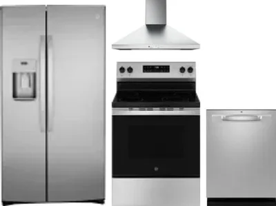 4 Piece Package Includes Refrigerator, Range, Hood And Dishwasher