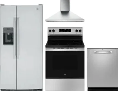 4 Piece Package Includes Refrigerator, Range, Hood And Dishwasher