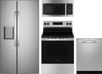 4 Piece Package Includes Refrigerator, Range, Microwave And Dishwasher
