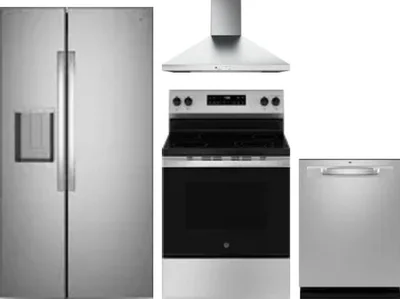 4 Piece Package Includes Refrigerator, Range, Hood And Dishwasher