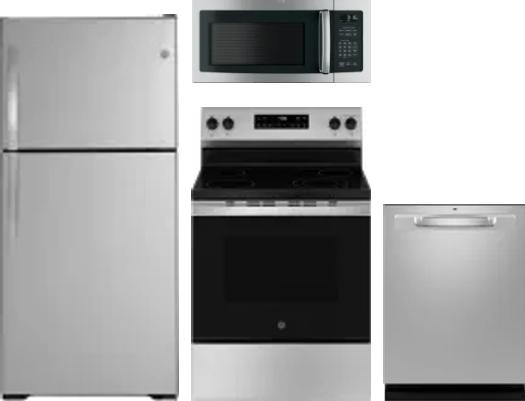 4 Piece Package Includes Refrigerator, Range, Microwave And Dishwasher