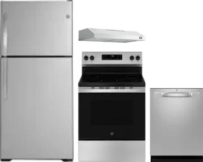 4 Piece Package Includes Refrigerator, Range, Hood And Dishwasher