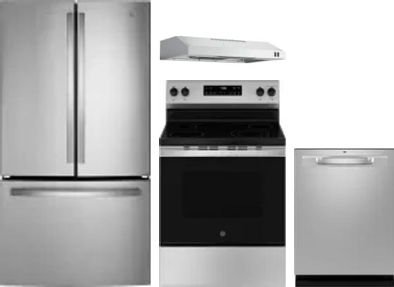 4 Piece Package Includes Refrigerator, Range, Hood And Dishwasher