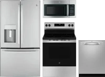 4 Piece Package Includes Refrigerator, Range, Microwave And Dishwasher