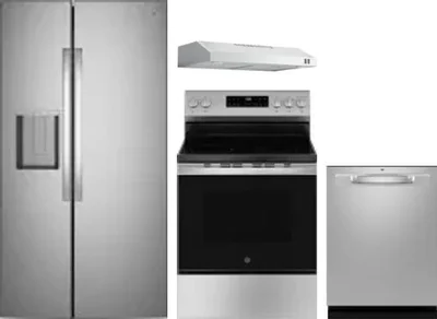 4 Piece Package Includes Refrigerator, Range, Hood And Dishwasher