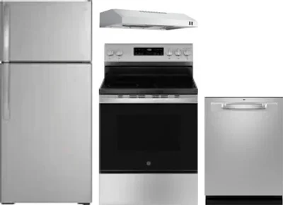 4 Piece Package Includes Refrigerator, Range, Hood And Dishwasher