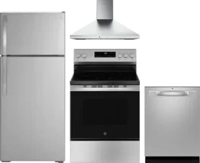 4 Piece Package Includes Refrigerator, Range, Hood And Dishwasher