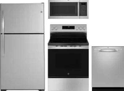 4 Piece Package Includes Refrigerator, Range, Microwave And Dishwasher