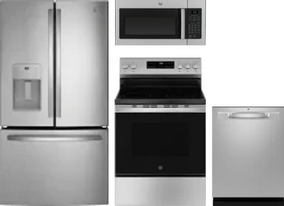 4 Piece Package Includes Refrigerator, Range, Microwave And Dishwasher