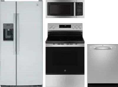 4 Piece Package Includes Refrigerator, Range, Microwave And Dishwasher