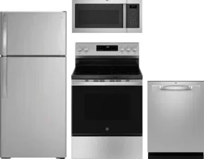 4 Piece Package Includes Refrigerator, Range, Microwave And Dishwasher