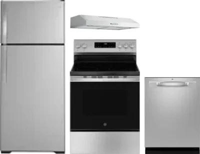 4 Piece Package Includes Refrigerator, Range, Hood And Dishwasher