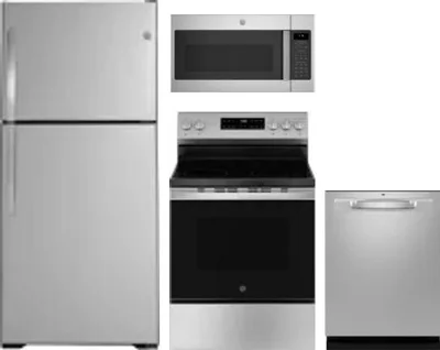 4 Piece Package Includes Refrigerator, Range, Microwave And Dishwasher