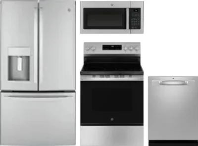 4 Piece Package Includes Refrigerator, Range, Microwave And Dishwasher