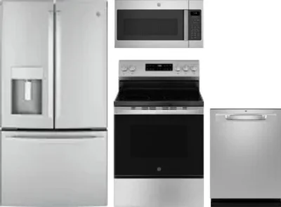 4 Piece Package Includes Refrigerator, Range, Microwave And Dishwasher