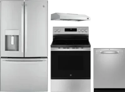 4 Piece Package Includes Refrigerator, Range, Hood And Dishwasher