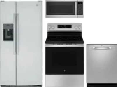 4 Piece Package Includes Refrigerator, Range, Microwave And Dishwasher