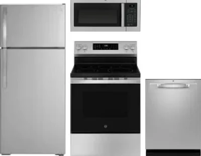 4 Piece Package Includes Refrigerator, Range, Microwave And Dishwasher