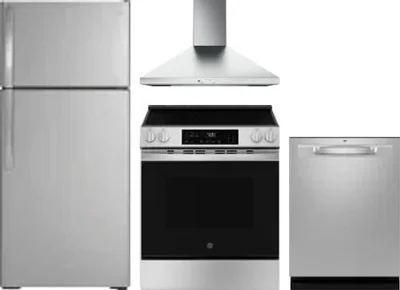 4 Piece Package Includes Refrigerator, Range, Hood And Dishwasher