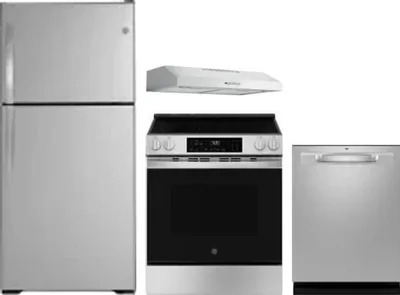 4 Piece Package Includes Refrigerator, Range, Hood And Dishwasher