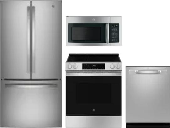 4 Piece Package Includes Refrigerator, Range, Microwave And Dishwasher