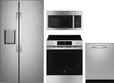 4 Piece Package Includes Refrigerator, Range, Microwave And Dishwasher