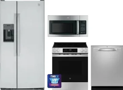 4 Piece Package Includes Refrigerator, Range, Microwave And Dishwasher