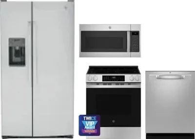 4 Piece Package Includes Refrigerator, Range, Microwave And Dishwasher