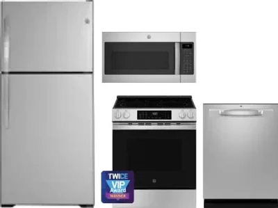 4 Piece Package Includes Refrigerator, Range, Microwave And Dishwasher