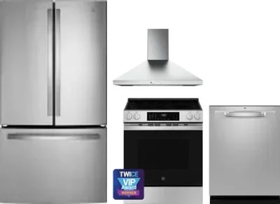 4 Piece Package Includes Refrigerator, Range, Hood And Dishwasher
