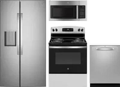 4 Piece Package Includes Refrigerator, Range, Microwave And Dishwasher