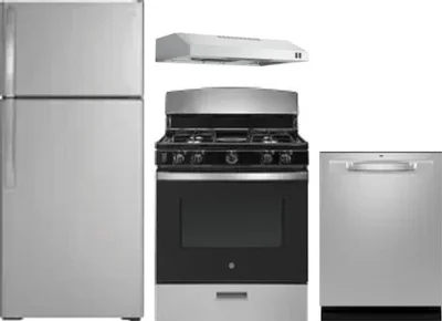 4 Piece Package Includes Refrigerator, Range, Hood And Dishwasher
