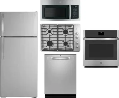 5 Piece Package Includes Refrigerator, Cooktop, Wall Oven, Microwave And Dishwasher