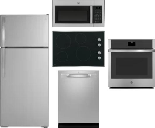 5 Piece Package Includes Refrigerator, Cooktop, Wall Oven, Microwave And Dishwasher