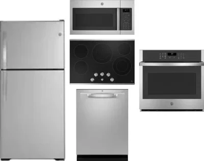 5 Piece Package Includes Refrigerator, Cooktop, Wall Oven, Microwave And Dishwasher