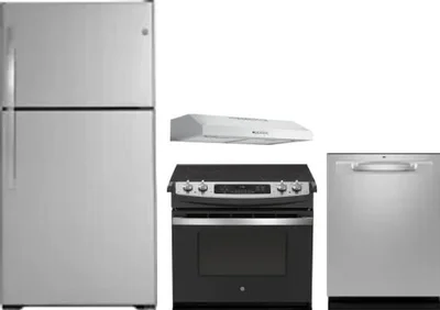 4 Piece Package Includes Refrigerator, Range, Hood And Dishwasher
