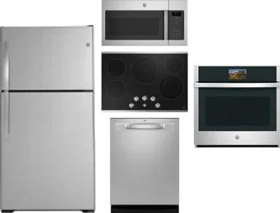 5 Piece Package Includes Refrigerator, Cooktop, Wall Oven, Microwave And Dishwasher